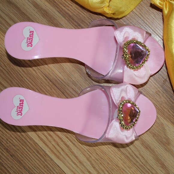 Girls Disney Size 4-6X Yellow Top Skirt & Shoes Princess Play Halloween Costume - Picture 5 of 11